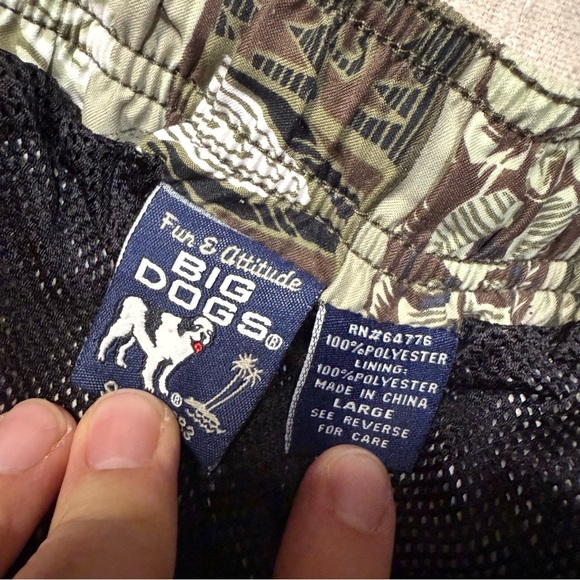 Big Dogs Blue Swim Trunks Mens Large Hawaiian Drawstring Vintage Skulls - Picture 3 of 7